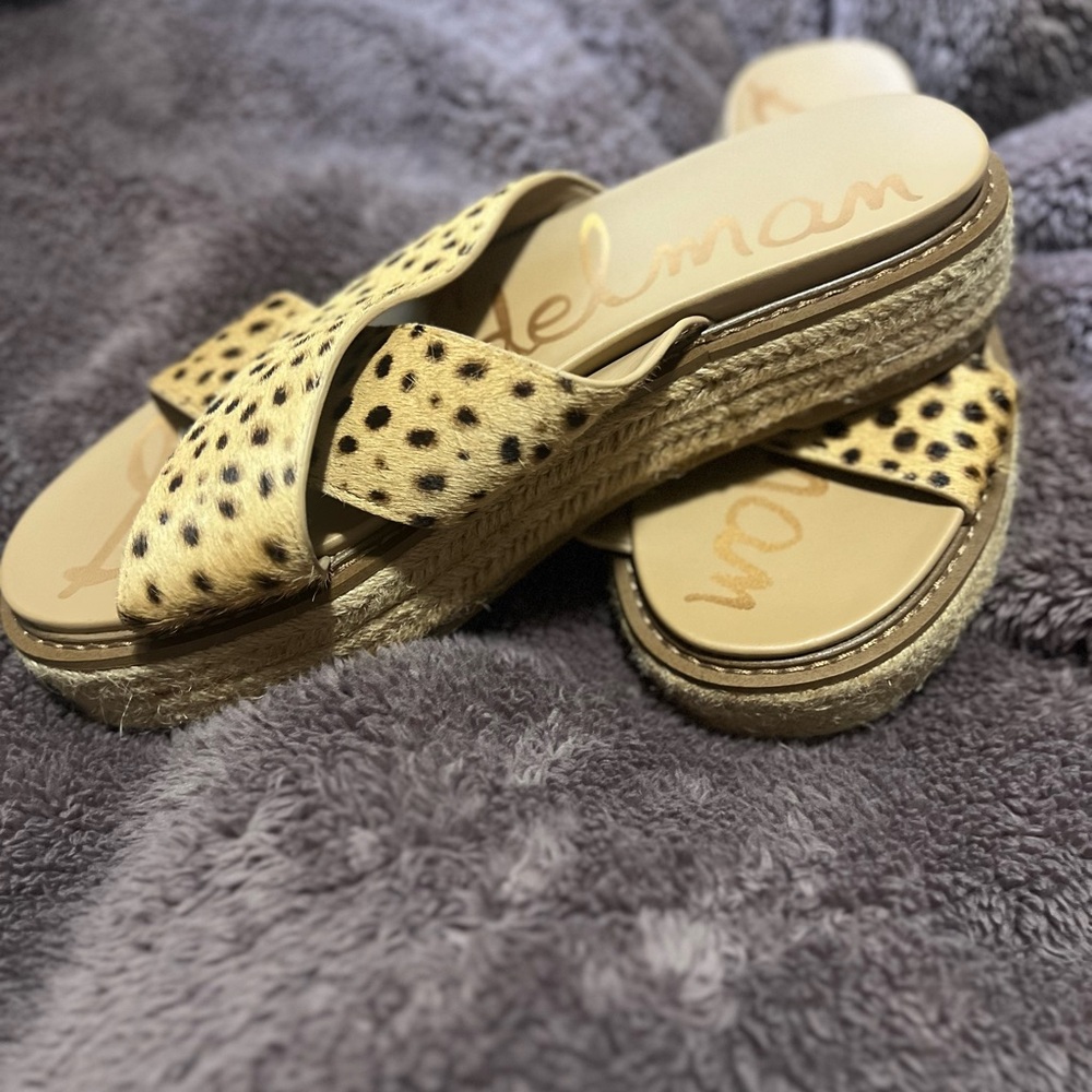 Sam Edelman Leopard Print Sandals with Perforated Design
